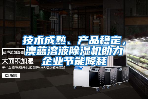 技術成熟、產品穩定，澳藍溶液除濕機助力企業節能降耗